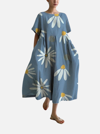 Mette | Oversize Midikjole med Blomsterprint