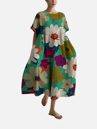 Mette | Oversize Midikjole med Blomsterprint