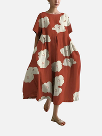 Mette | Oversize Midikjole med Blomsterprint