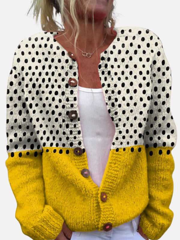 Louise | Prikket Cardigan, Gul Strikjakke