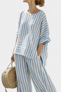 Anna | Stribet Bukssæt med Oversized Top
