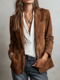 Vintageblazer til kvinder i brun