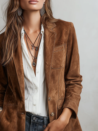 Vintageblazer til kvinder i brun
