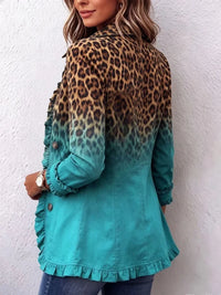 Elspeth | Blazerjakke med flæser og leopard-ombré