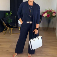 Bente | Elegant 3-Delt Sæt med Cardigan, Top og Bukser